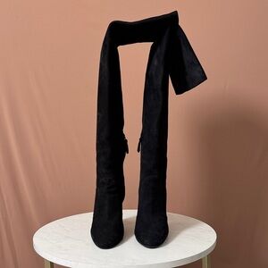 Aquazzura Black Over the Knee Suede Boots